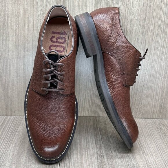1901 Dress Shoes Mens Size 8.5M Lace Up Oxford Pebbled Leather Brown main image 8
